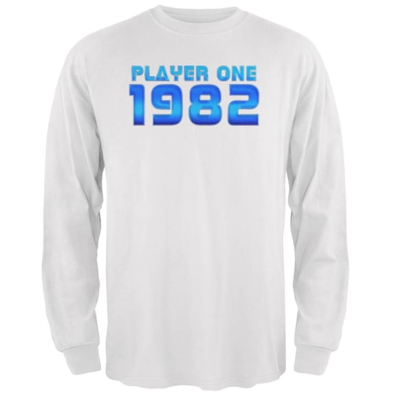 1982 Player One Birthday Mens Long Sleeve T Shirt White X-LG