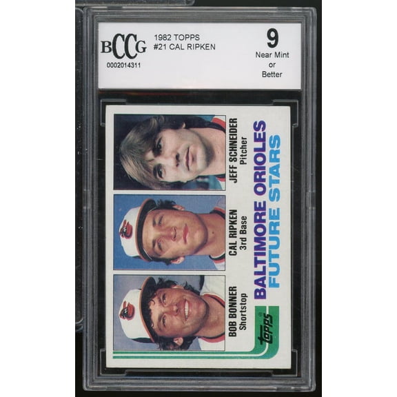 1982 Topps #21 Orioles Cal Ripken Jr Rookie Card BGS BCCG 9 Near Mint+