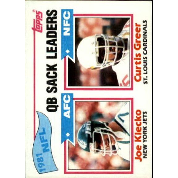 1982 Topps #259 QB Sack Leaders Joe Klecko Curtis Greer NFL Football Trading Card