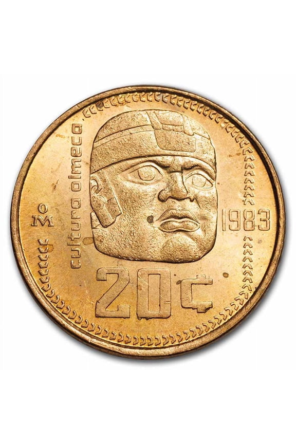 1983-1984 Mexico 20 Centavos Olmec Culture BU