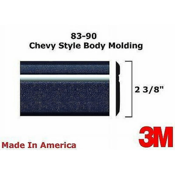 1983-1990 Chevy S10 & S10 Blazer Black & Chrome Side Body Trim Molding 2 3/8" Wide