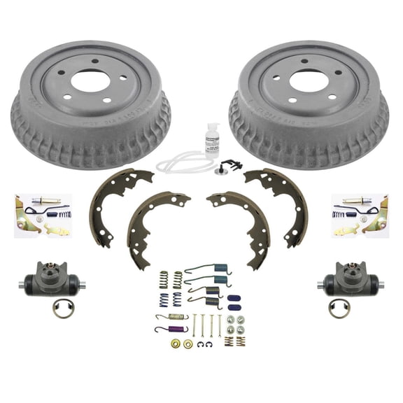 1983-88 for GMC for S10 Rear Wheel Drive Pick Up Brake Drums Set Kit - Fitment 4x2, Asbestos-Free, Complete With Springs and Cylinders