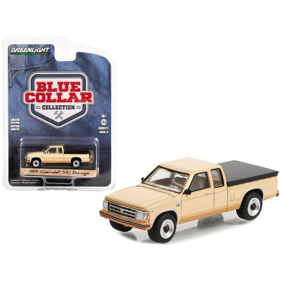 1983 Chevrolet S-10 Durango Truck Tan w/Brown Stripes and Black Bed Cover 1/64 Diecast Model Car by Greenlight