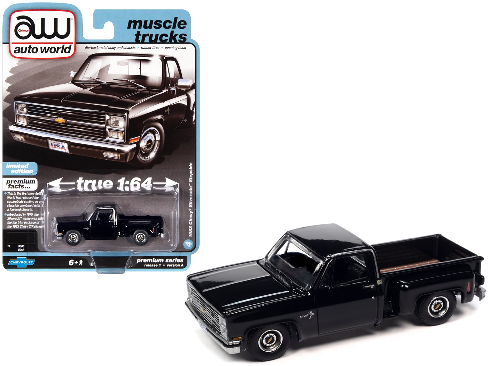 Auto World 1983 Chevy Silverado Stepside Pickup, Black