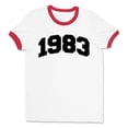 thumbnail image 1 of 1983 College Style Ringer Tee Shirt Unisex Large White/Red, 1 of 5