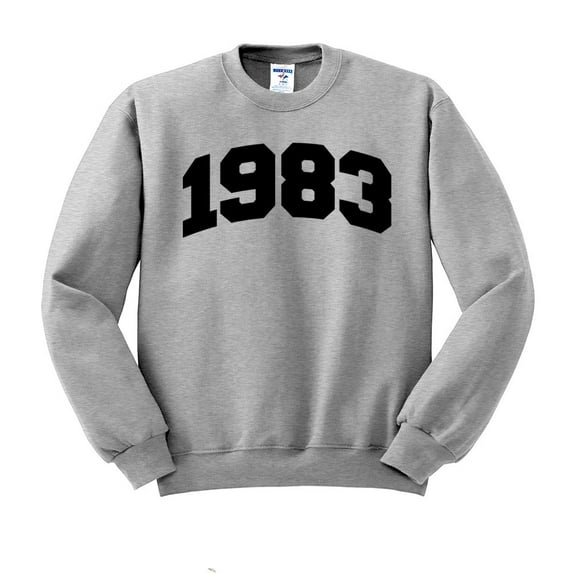 1983 College Style Sweatshirt Unisex Large Grey