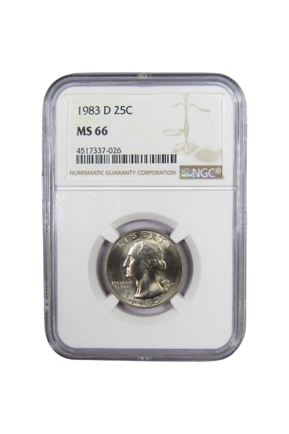 1983 D Washington Quarter MS 66 NGC Clad Uncirculated 25c Coin