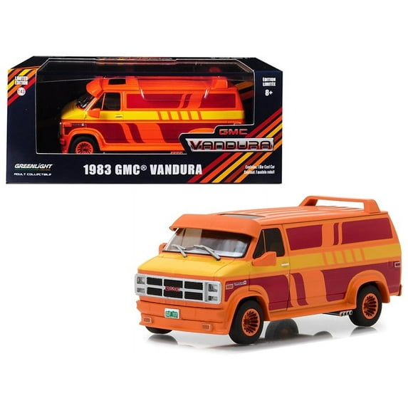 1983 GMC Vandura Custom Orange with Custom Graphics 1/43 Diecast Model Car by Greenlight