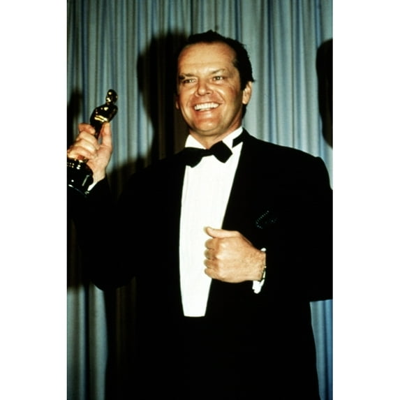 1983 Jack Nicholson Holds His Best Supporting Actor Oscar For Terms Of Endearment History (24 x 36)