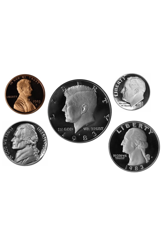 1983-S U.S. Proof Set - 5-Coin Clad Proof Year Set - Coins Only No OGP