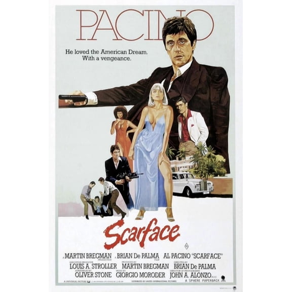 1983 Scarface Movie Poster Tony Montana Al Pacino Michelle Pfeiffer UNFRAMED PAPER POSTER