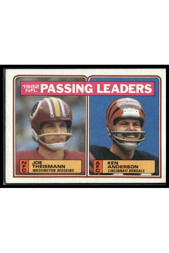 1983 Topps 1982 Passing Leaders - Joe Theismann / Ken Anderson #202