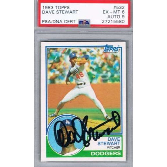 1983 Topps #532 Dave Stewart PSA 6/9 Auto Graded Baseball Card