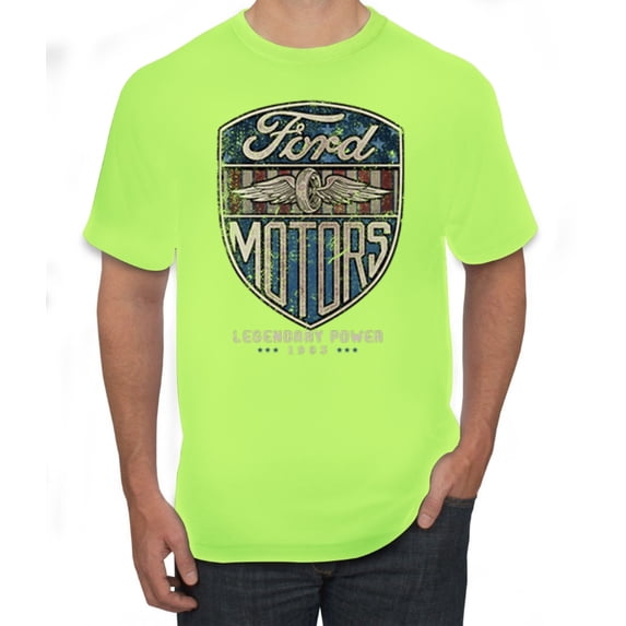 1983 Vintage Distressed Ford Motors Legendary Power Cars and Trucks Men's Graphic T-Shirt, Safety Green, 2XL