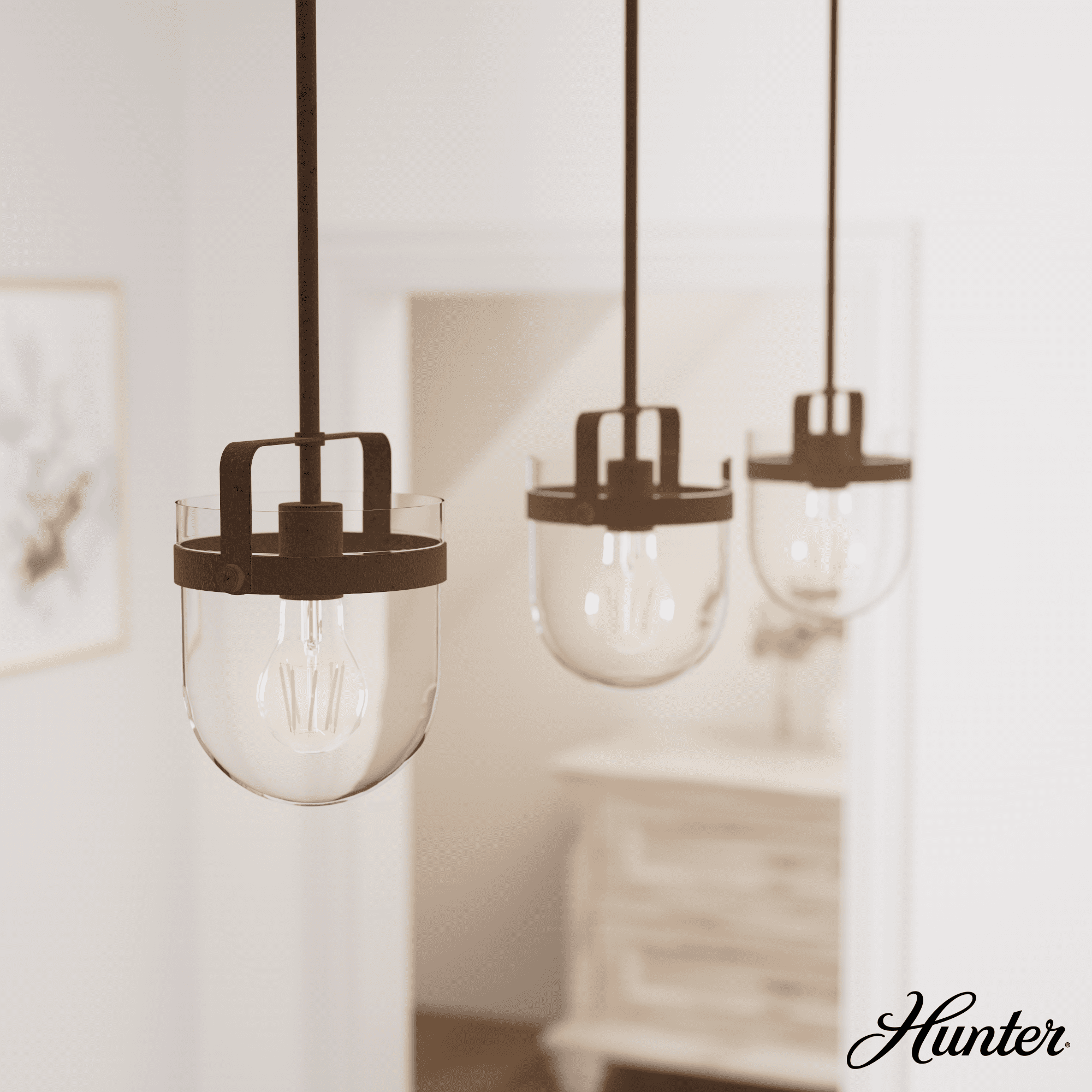 Karloff Textured Rust 1-Light Pendant with Bell-Shaped Glass