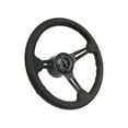 thumbnail image 1 of 1984-04 Ford Mustang; VSW S6 Black Leather Wrapped Steering Wheel Black Aluminum Kit with Running Pony Emblem, 1 of 3