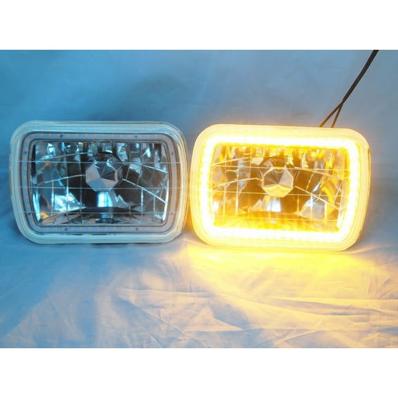 1984, 1985, 1986 Nissan 300ZX 7X6 H6014/6052/6054 Chrome Crystal SMD Ring Halo Amber Headlight Conversion