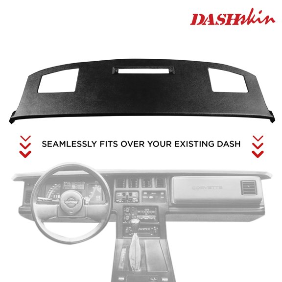 DashSkin Dash Cover Compatible with 1984-1989 C4 Chevrolet Corvette in Black - Easy Cracked Vinyl Dashboard Fix, Installs Over Your Old Dash - Hard Molded Plastic Door Skin Cover