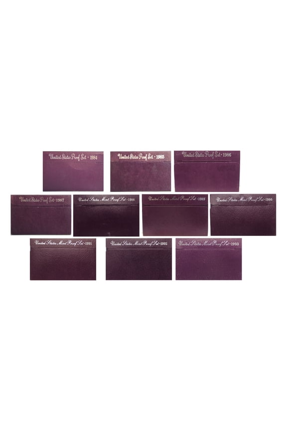 19841993 U.S. Proof Set Run 50 Coins Total Purple Box OGP