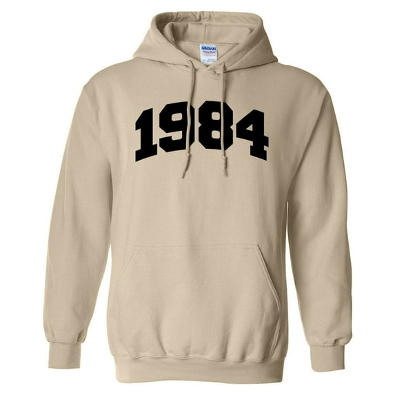 1984 College Style Hoodie Sweatshirt Unisex Small Sand