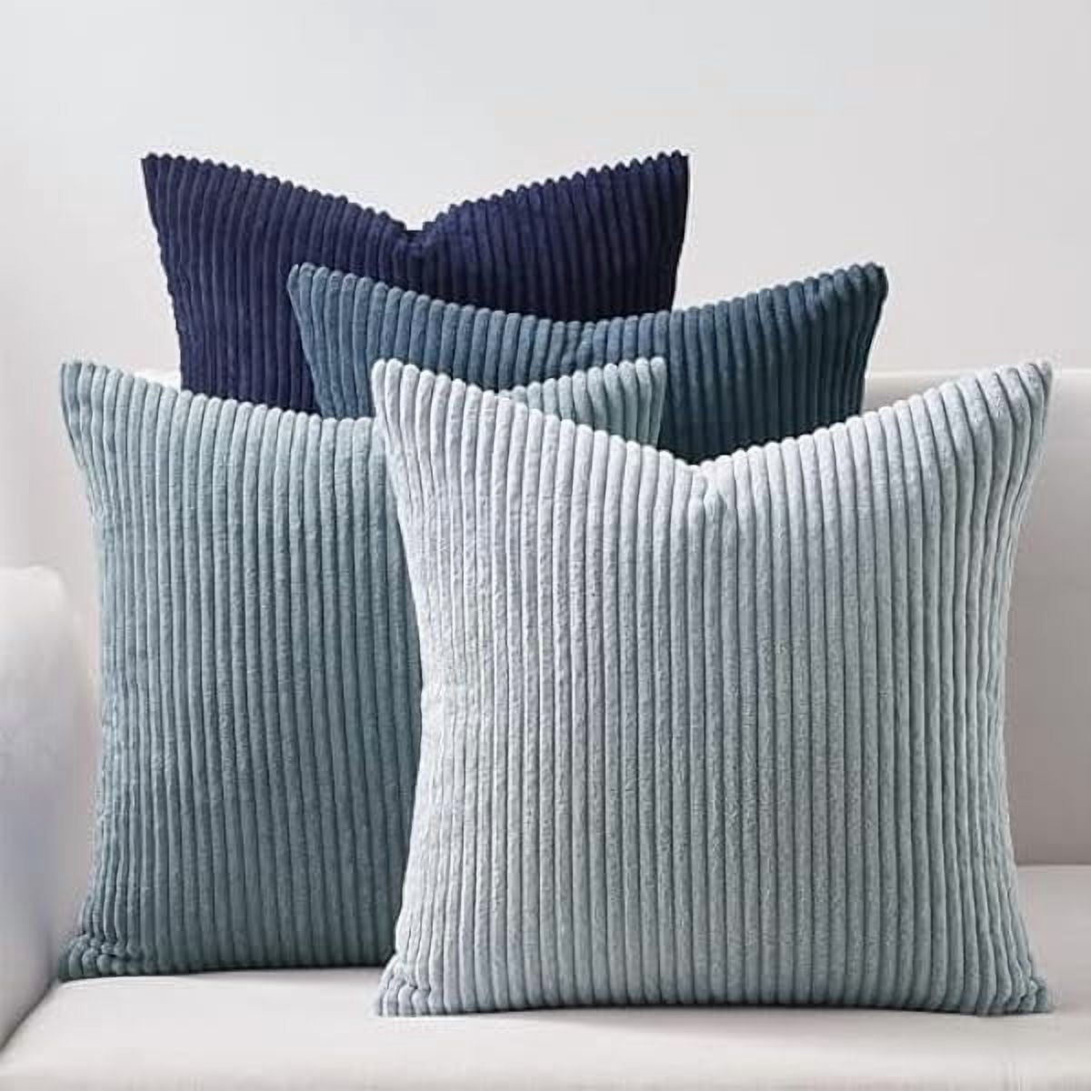 0829 Decorative Throw Pillow Covers Cushion Cases, Set of 4 Soft Velvet Modern Double-Sided Designs, Mix and Match for Home Decor, Pillow Inserts Not Included (22x22 inch, Blue)