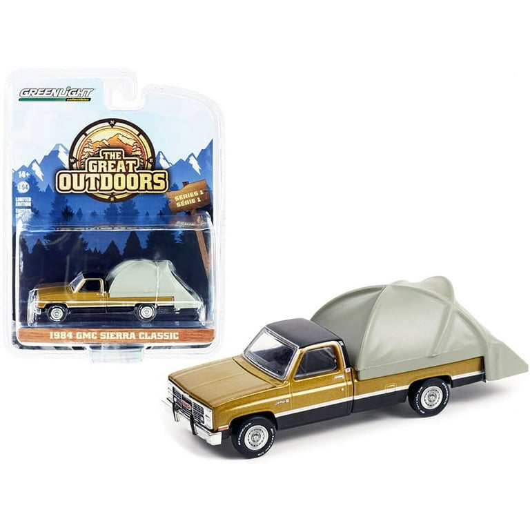最適な材料 Classic Sierra GMC 1984 Pickup Black and Metallic Gold Truck 組立済みダイキャストモデル