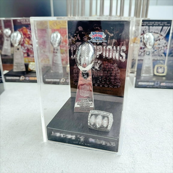 1984 Las Vegas Ra Sup Bo XVIII Championship Replica Trophy+ Ring with Display Case Trendy Accessory Durable Collectible Championship Gift For Christmas Halloween Gifts.