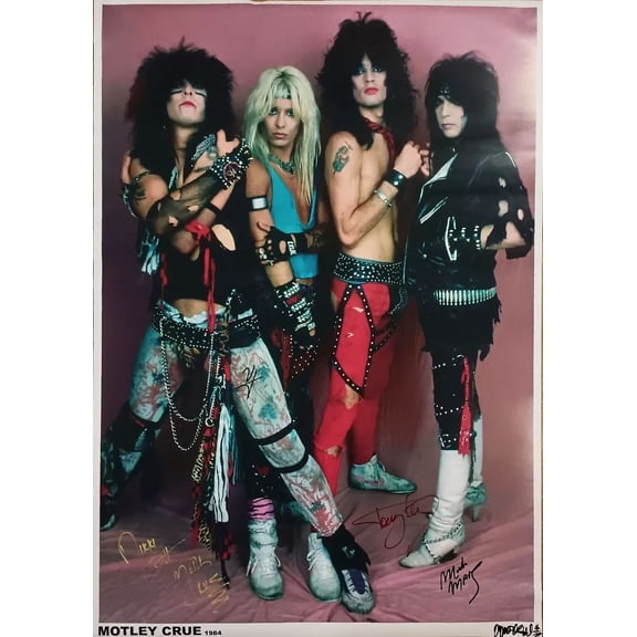 1984 Motley Crue promo Poster Wall Art Print es facsimile signed 11 x 17 Inch Poster
