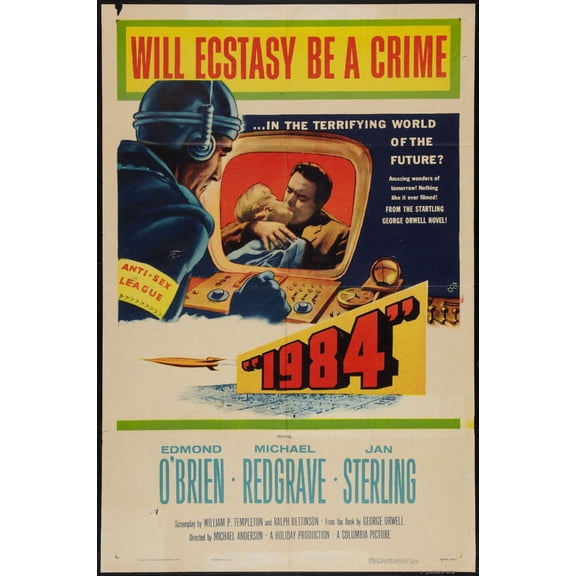 1984 Movie Poster Metal Sign 8inx 12in Art Print on Metal 8x12 Multi-Color Square Adults Best Posters