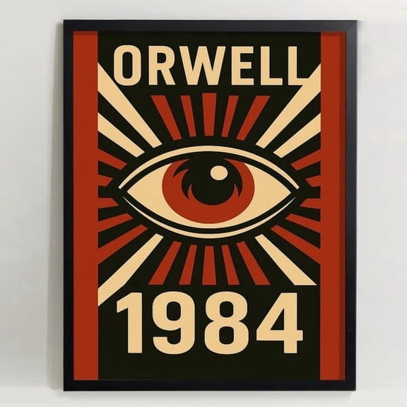 1984 Orwell Art Print: Vintage Dystopian Book Poster Home Decor Office Wall Art