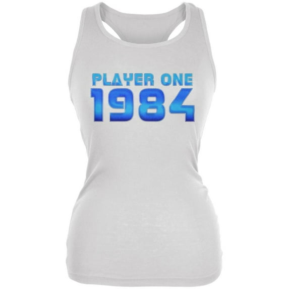 1984 Player One Birthday Juniors Soft Tank Top White MD