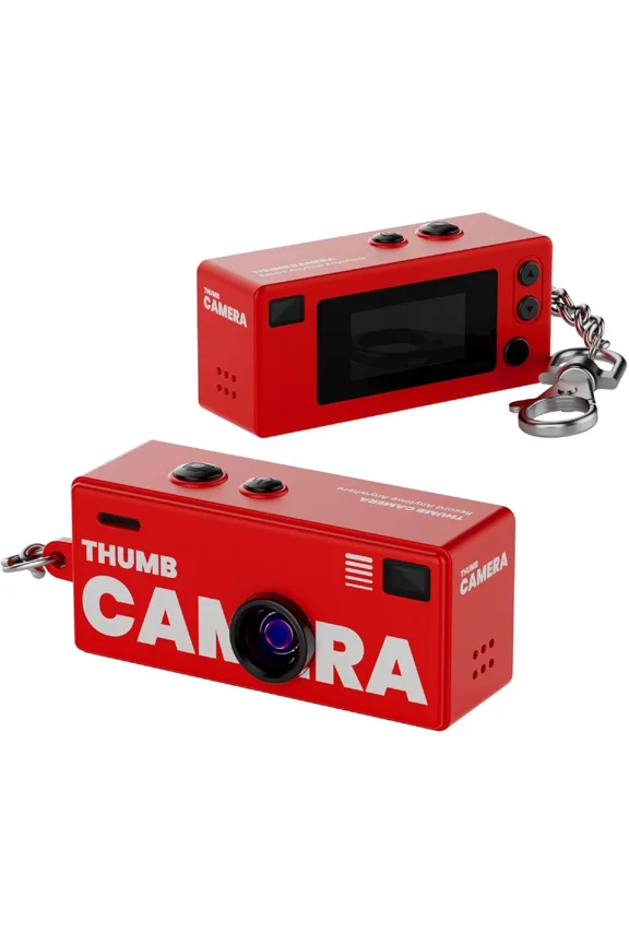 1984 Retro Mini Thumb Camera Keychain, Nostalgic Pocket-Sized Camera Accessory, Portable Vintage Keychain Cam(Red)