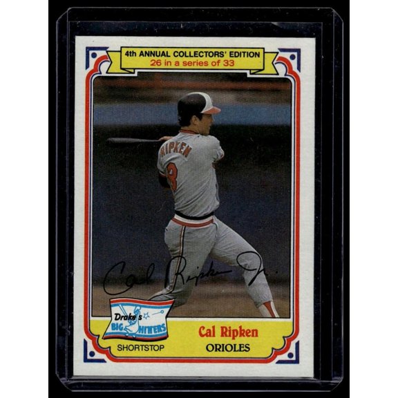 1984 Topps Drake's Big Hitters Cal Ripken #26 Baltimore Orioles Baseball Card Baltimore Orioles MLB BASEBALL Trading Card
