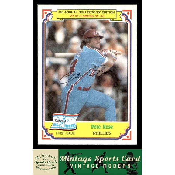 1984 Topps Drake's Big Hitters Pete Rose #27 Philadelphia Phillies Baseball Card