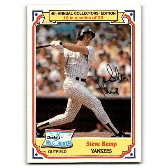 1984 Topps Drake's Big Hitters Steve Kemp #16 NM Near Mint Yankees Baseball Card New York Yankees MLB Baseball Trading Card