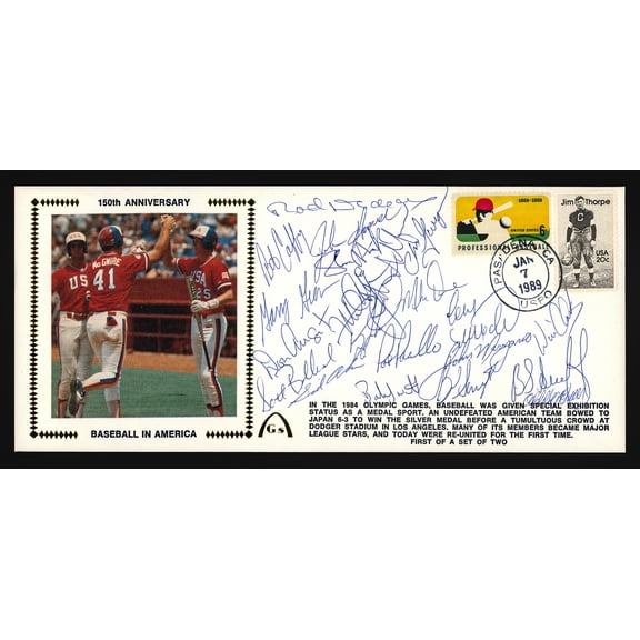 1984 USA Olympic Baseball Team Autographed 4x9.5 First Day Cover With 21 Signatures Including Mark McGwire & Barry Larkin 202980