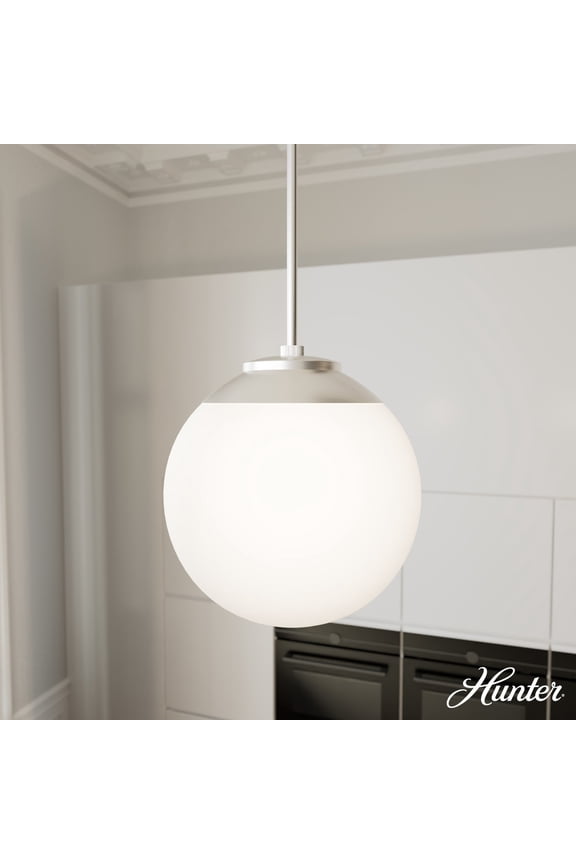 - Hepburn 1-light Brushed Nickel, Medium Size Pendant Light, Dimmable, Mid Century Modern Style, Globe Shaped, for Bedrooms, Dining, Living Rooms - 19848