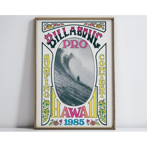 1985 Billabong Surfing Poster, Home Decor, Vintage Surfing Poster, Retro Surf Print, Surfing Poster, 1985 Billabong. Wall Art, Modern Wall Decor, 12x18 UNFRAMED