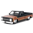 thumbnail image 1 of Diecast 1985 Chevrolet C-10 Pickup Truck Black with Stripes and GM Rally Wheels "Just Trucks" Series 1/24 Diecast Model Car by Jada, 1 of 3