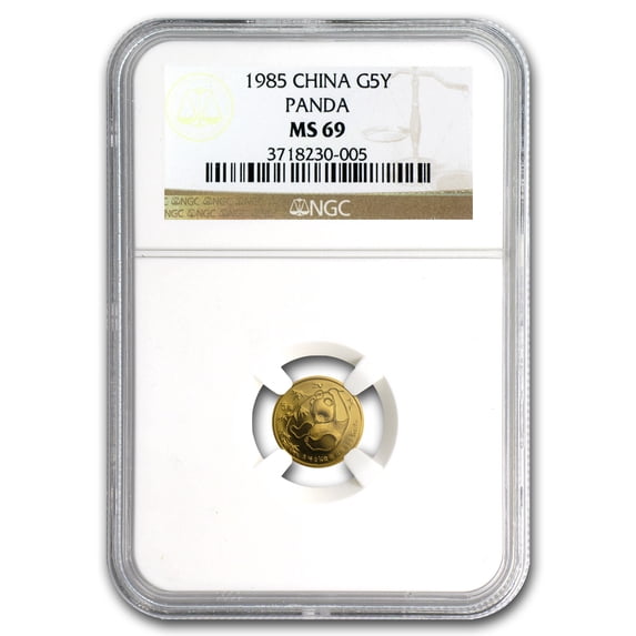 1985 China 1/20 oz Gold Panda MS-69 NGC