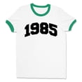 thumbnail image 1 of 1985 College Style Ringer Tee Shirt Unisex X-Large White/Kelly Green, 1 of 5