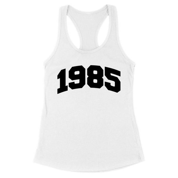 1985 College Style Tank Top Fitted Racerback Women's Large White