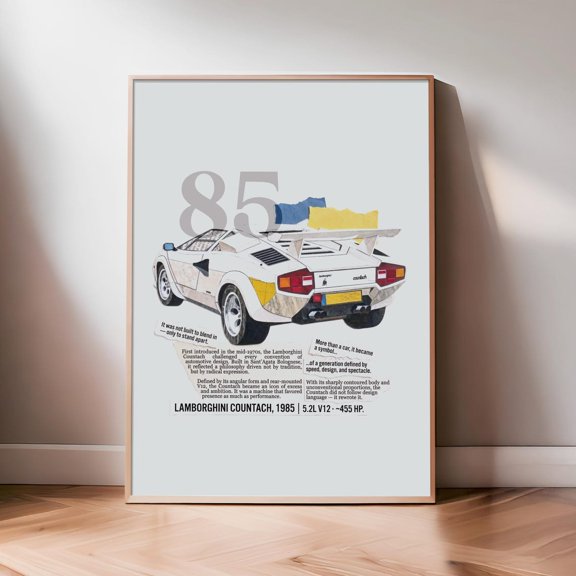1985 Countach Collage Auto Art, Unframed Poster