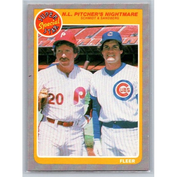 1985 Fleer Pitcher's Nightmare Mike Schmidt Ryne Sandberg #630 Baseball Card MLB MLB BASEBALL Trading Card