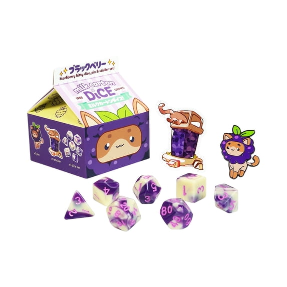 1985 Games Fruit Meadows Milk Carton Dice - Blackberry