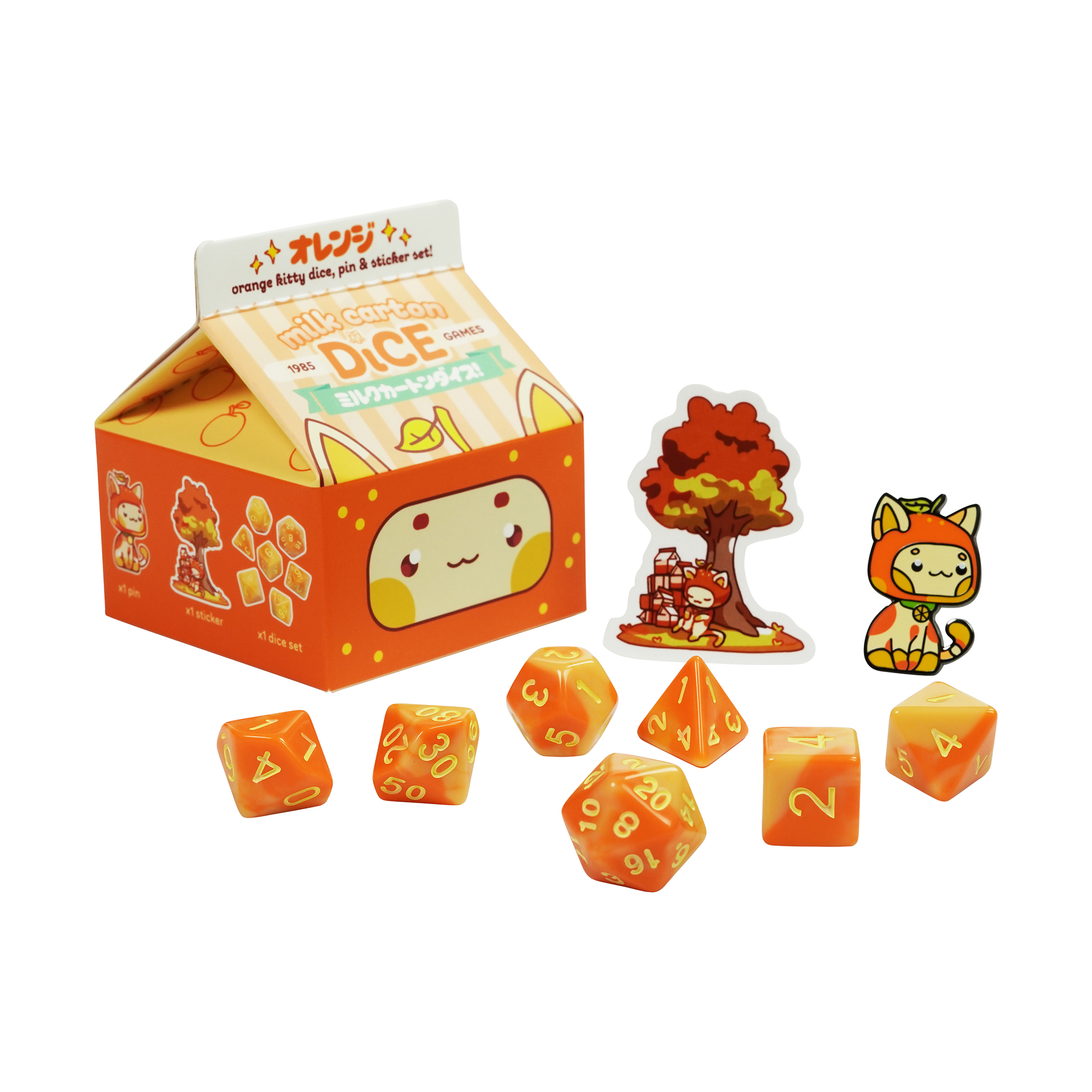 1985 Games Fruit Meadows Milk Carton Dice Orange