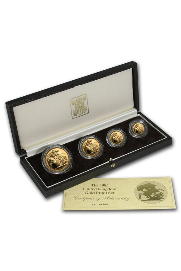 1985 Great Britain 4-Coin Gold Sovereign Proof Set