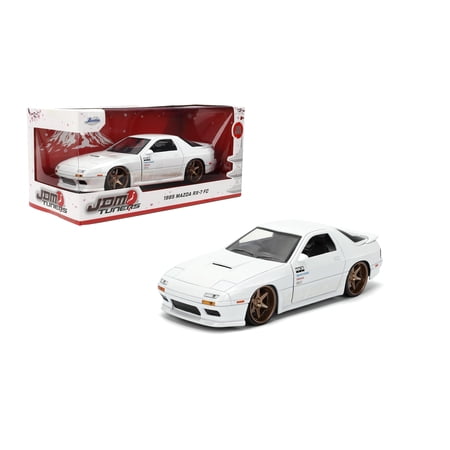 Jada Toys JDM Tuners 1:24 Scale Die-Cast 1985 Mazda RX-7 (FC) Volk Racing, Opening Doors, Detailed Interior, Rubber Tires, Collectible for Ages 8+(White)
