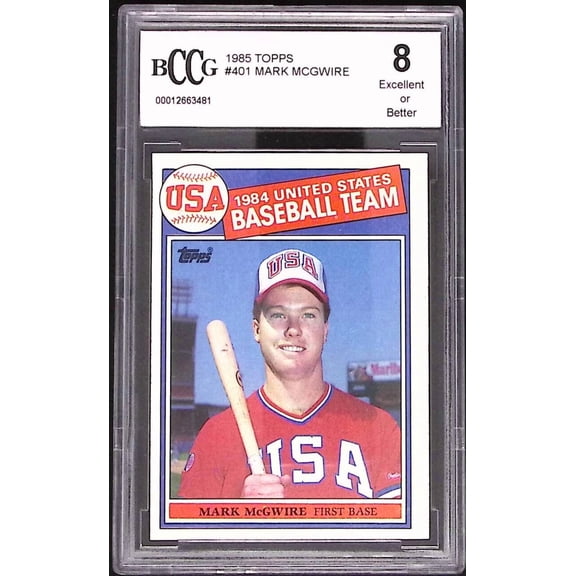 1985 Topps #401 Mark McGwire Rookie Card BGS BCCG 8 Excellent+