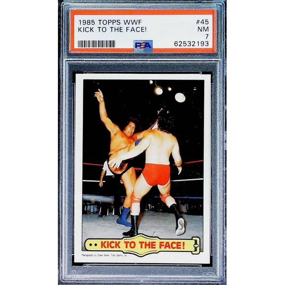 1985 Topps WWF Andre the Giant "Kick to the Face!" #45 PSA 7 NM Trading Card
